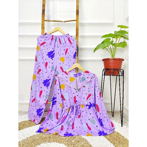 SET PAJAMAS ANDIN ONESET KEMEJA RAYON SET PIYAMA WANITA SETCEL RAYON MOTIF RAYON PART II