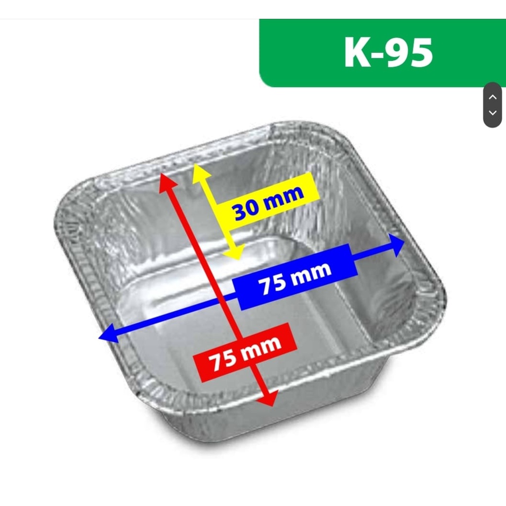 (ECERAN) ALUMUNIUM FOIL CUP K-95 + TUTUP / LOYANG MACARONI SCHOTEL / LASAGNA