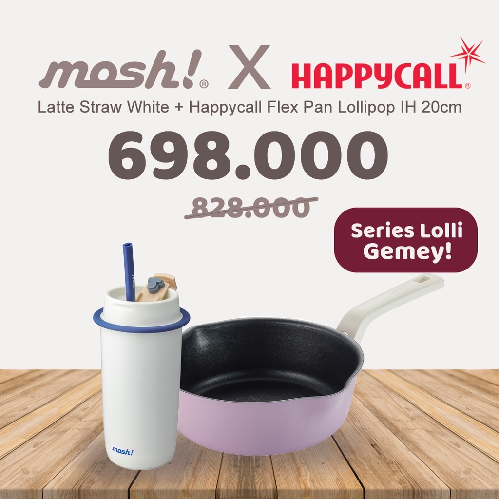 Mosh X Happycall Loli Series Latte Straw & Pan Lavender