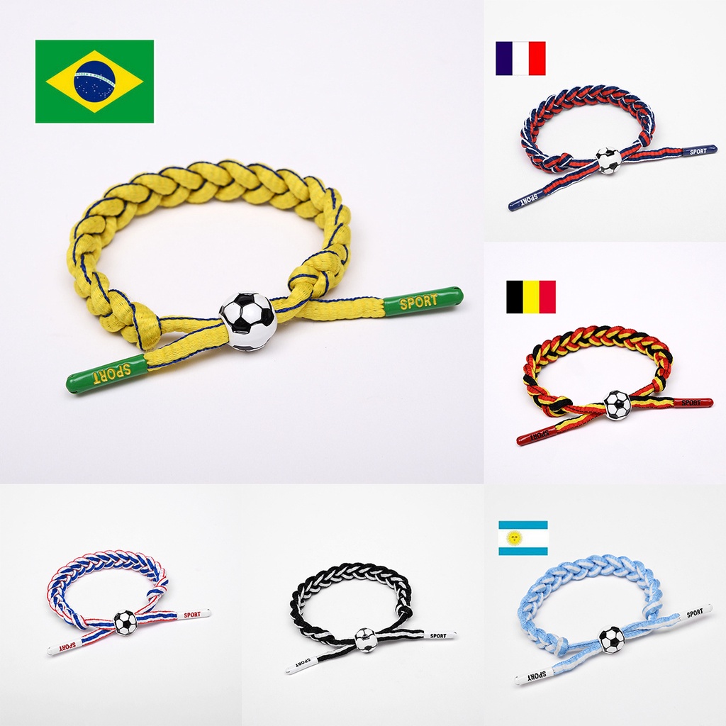 Gelang Tangan Tali Woven Gaya Brazil Prancis Belgentina Jerman Inggris Untuk Fans Sepak Bola