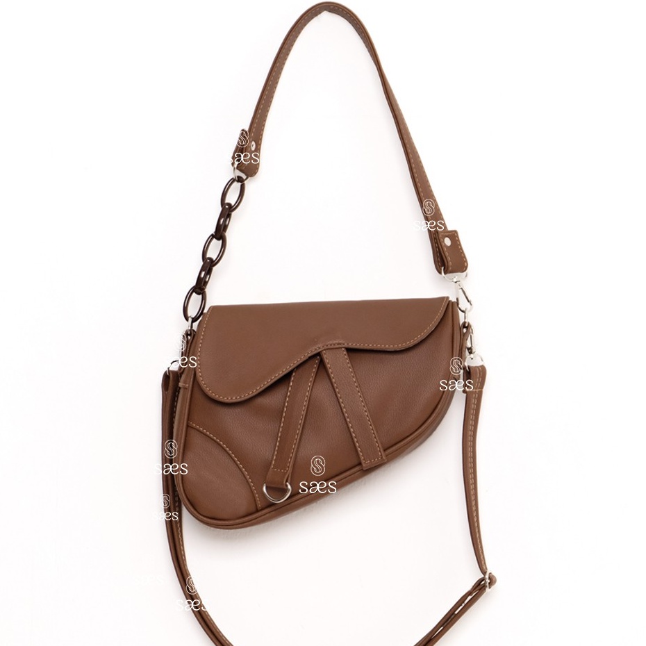 Quincy Saddle Bag Rantai Acrilic kulit tebal polos - Shoulder bag Fashion saes store ID Murah saes store 003