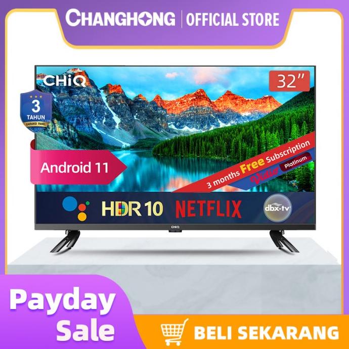 PROMO CHiQ 32 Inch Android 11 Frameless Smart TV Digital LED TV L32G7P