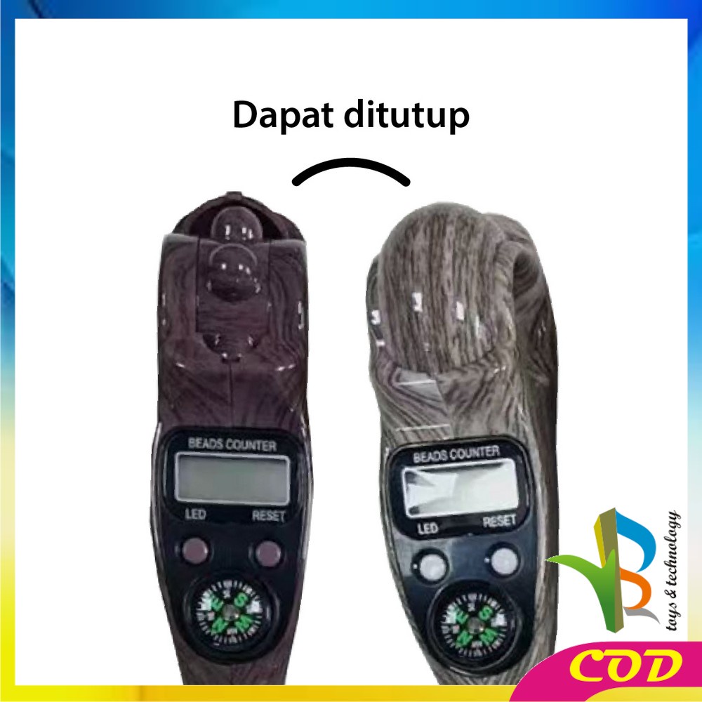 RB-C582 Tasbih Digital Motif Kayu Led + Kompas / Tasbih Kayu Alat Hitung Tahlil Finger Counter Compas / Muslim Tasbih