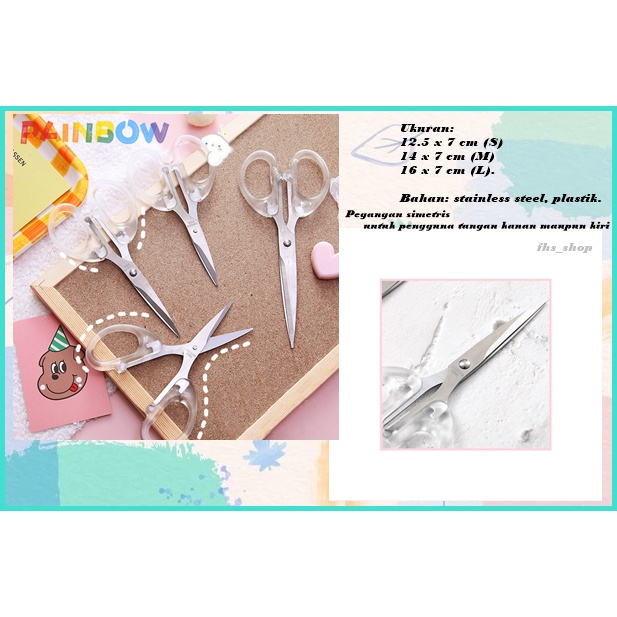 

Gunting Bening Gunting Aesthetic Gunting Kertas Gunting Lucu Clear Grip Students Scissors S M L