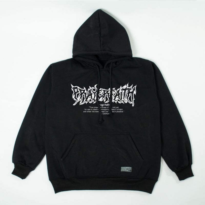 Rofad Store - Sweater Hoodie PRAYERFAITH hitam Metal - hodie pria wanita terbaru