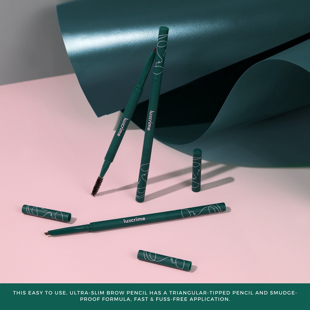 Luxcrime Slim Triangle Precision Brow Pencil Dark Brown / Ash / Brown BPOM