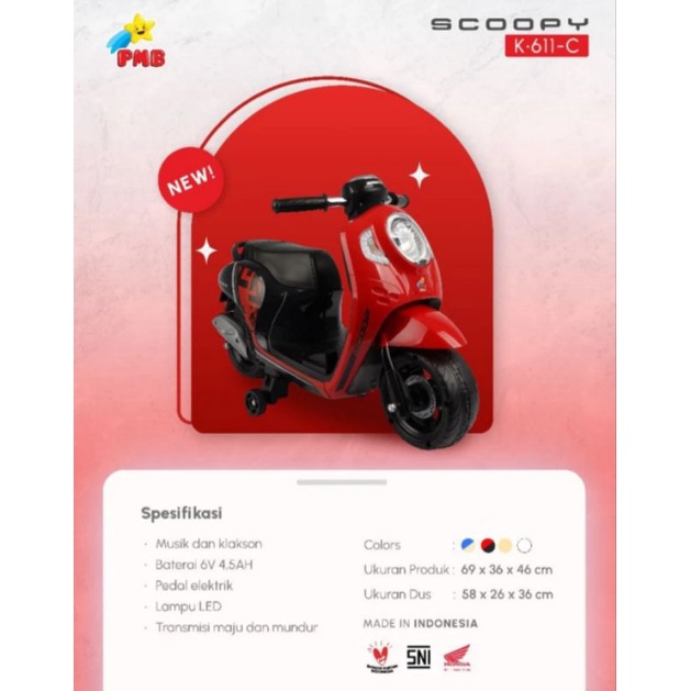 Mainan Motor Aki Anak PMB Scoopy Hondal Licensed K 661-C