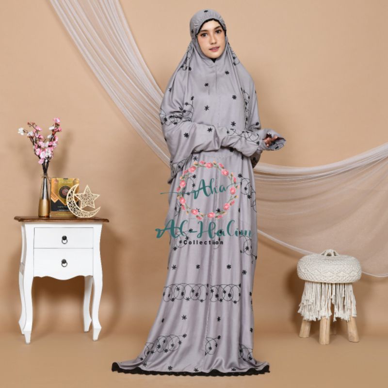 Mukena terusan dewasa najma rayon jumbo premium ful Bodir renda ziper mewah