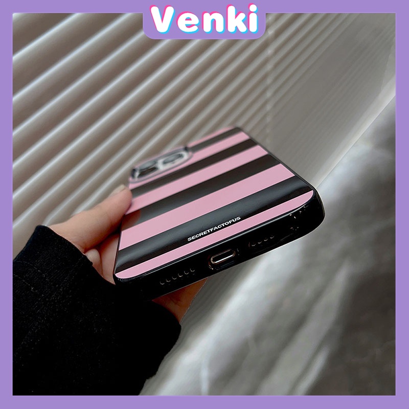 iPhone Case For 14 Series TPU Soft Case Sweet Style Glossy Black-pink Stripe Candy Case Camera Protection Shockproof For iPhone 14 13 12 11 Plus Pro Max 7 Plus X XR