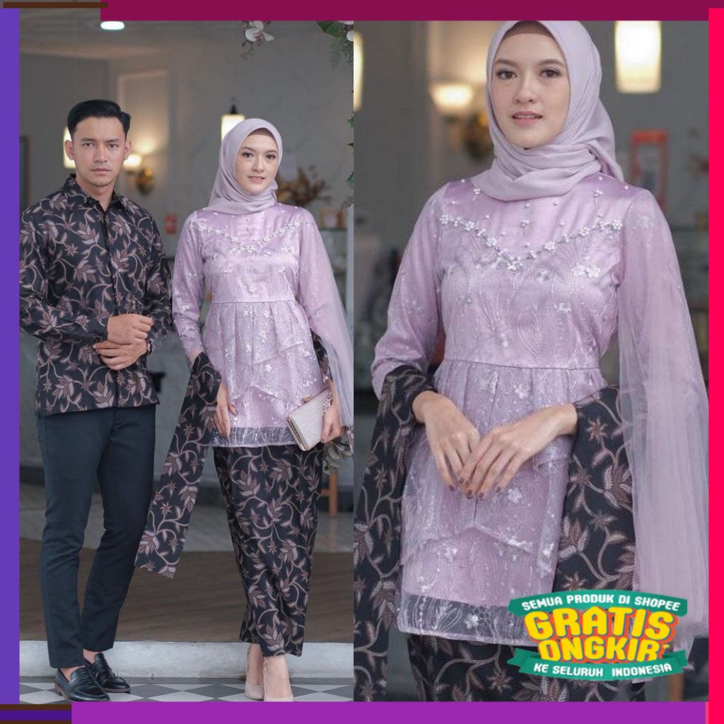SPESIAL PIALA DUNIA SET COUPLE KEBAYA  MECCA LILAC KEBAYA WISUDA KEBAYA LAMARAN KEBAYA MODERN KEBAYA