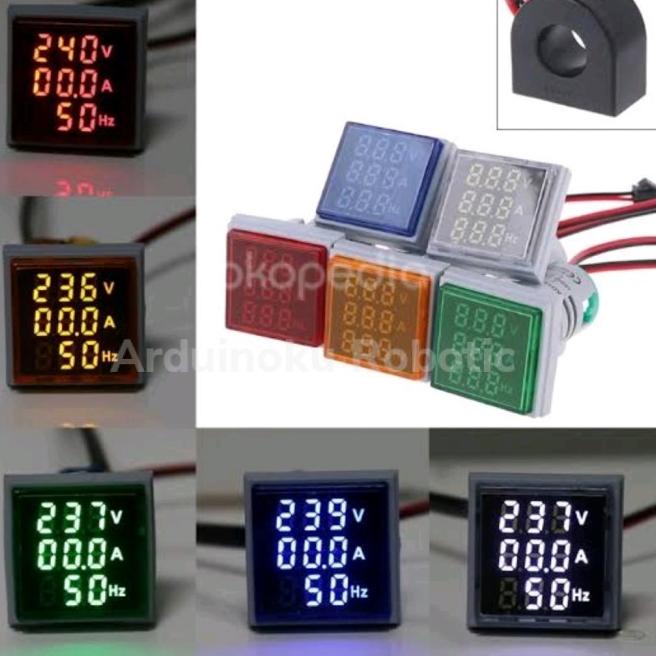 Digital AC voltmeter ampere meter frequency meter 3 in 1 - Putih