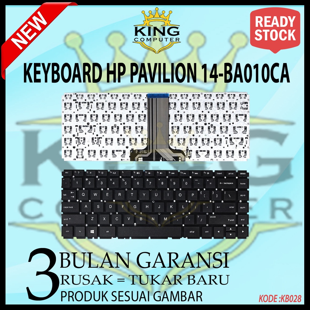 Keyboard Laptop Pavilion 14-BA 14-BA010CA 14-BA011DX 14-BA013DX 14-BA018CA 14-BA114DX 14-BS 14M-BA 14T-BA HITAM