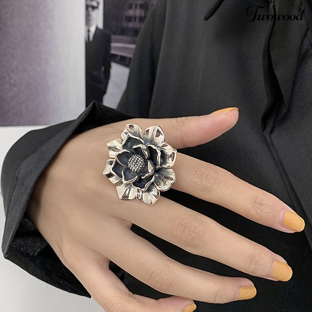 Cincin Model Terbuka Desain Bunga Untuk Wanita