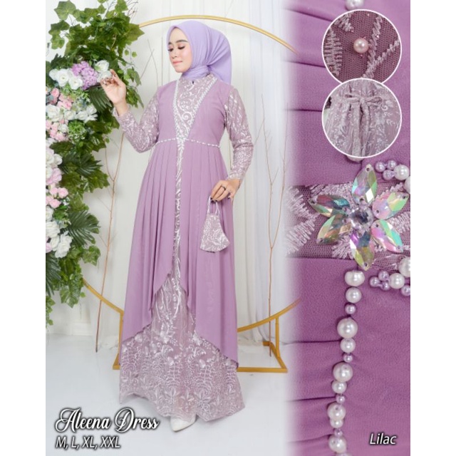 KEBAYA MODERN // KEBAYA WISUDA // ALEENA DRESS // BAHAN TILLE BORDIR MIX CERUTY BABYDOLL + PAYET // By SABANA