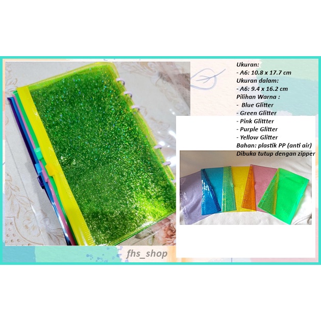 Pouch Glitter Warna Ziplock Binder Warna Zipper Pouch Binder Tabungan Zipper Binder Pouch Zipper Bin