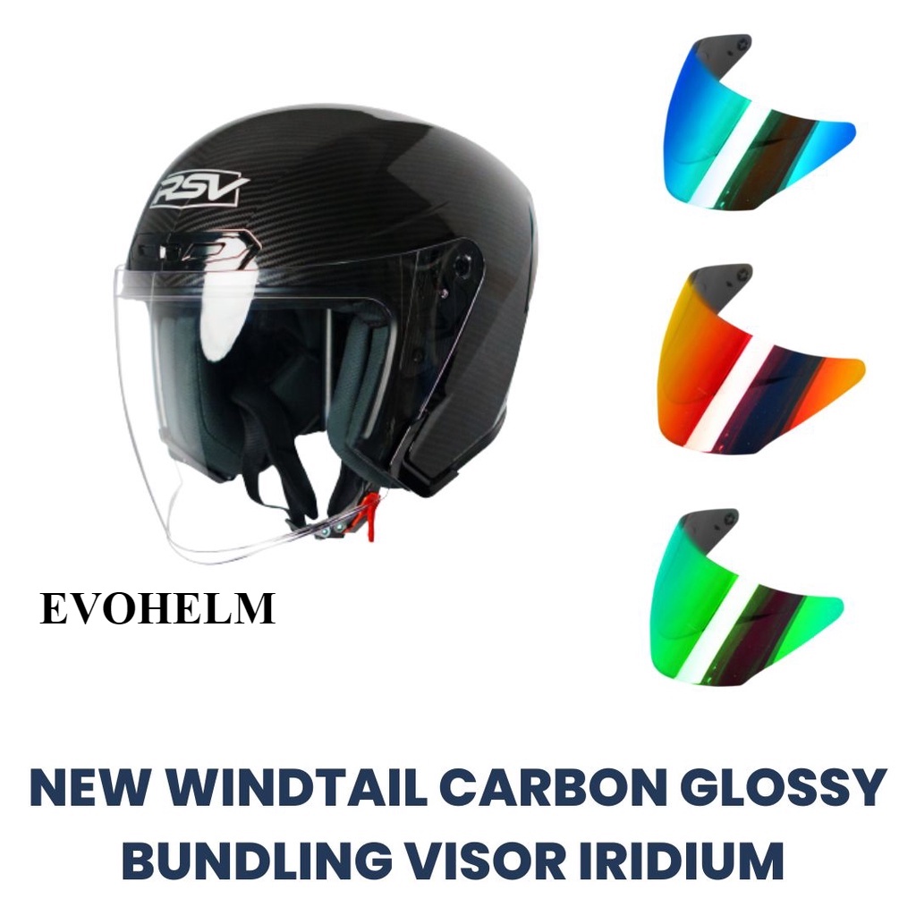 HELM RSV NEW WINDTAIL CARBON GLOSSY SINGLE VISOR BUNDLING VISOR IRIDIUM