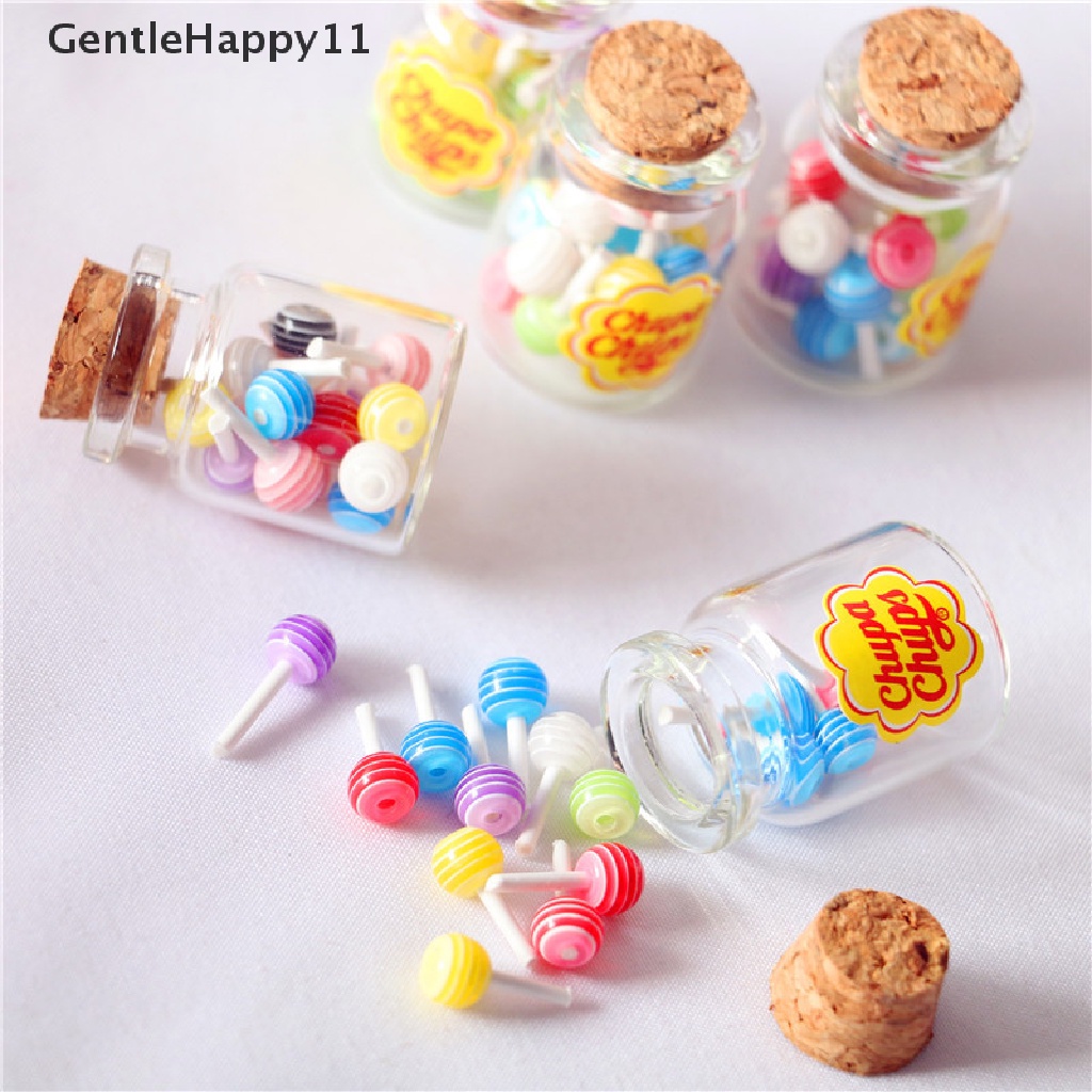 Gentlehappy Mainan Miniatur Permen Lolipop / Dessert / Gula + Case Holder Untuk Aksesoris Rumah Boneka 1 / 12