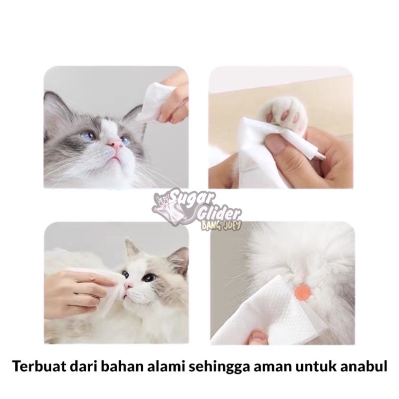 Pet Wipes isi 80pcs Bahan Aman Natural Tissue Tisu Basah Kucing Anjing Pet Tissue Pembersih Noda