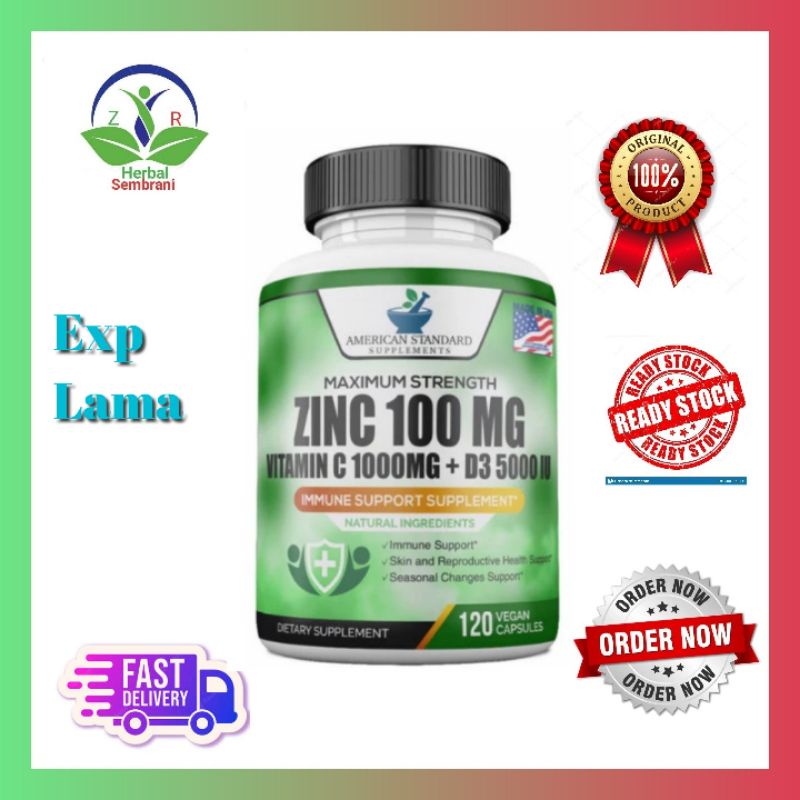 Zinc 100mg, Vitamin C 1000mg, Vitamin D3 5000iu