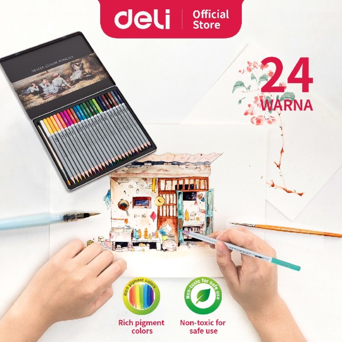 

[COD] Pensil Warna DELI 24 Warna Water Color Pencils - 6521