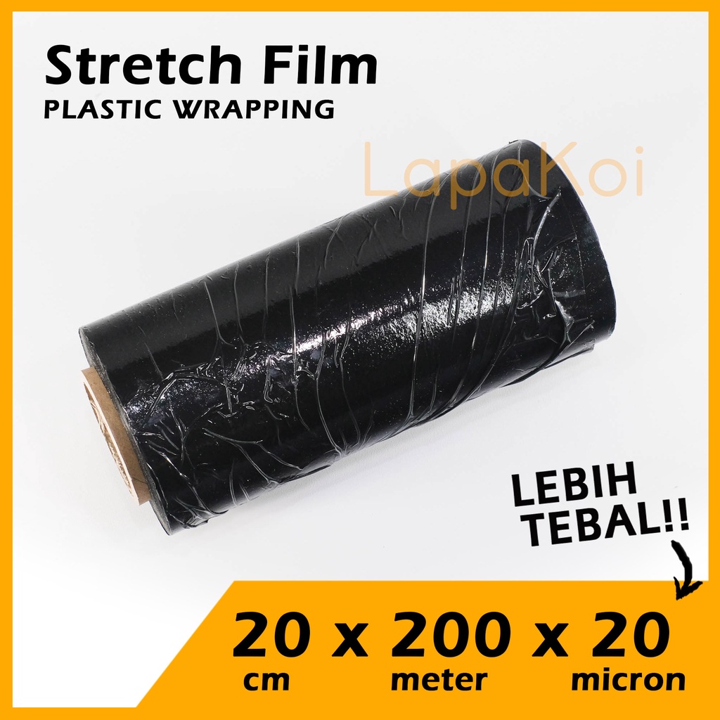 

Stretch Film Plastik Wrapping Black 20 micron 20 cm x 200 M - warna hitam