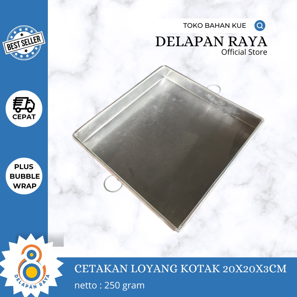CETAKAN LOYANG KOTAK KUE 20X20X3CM - 8Raya