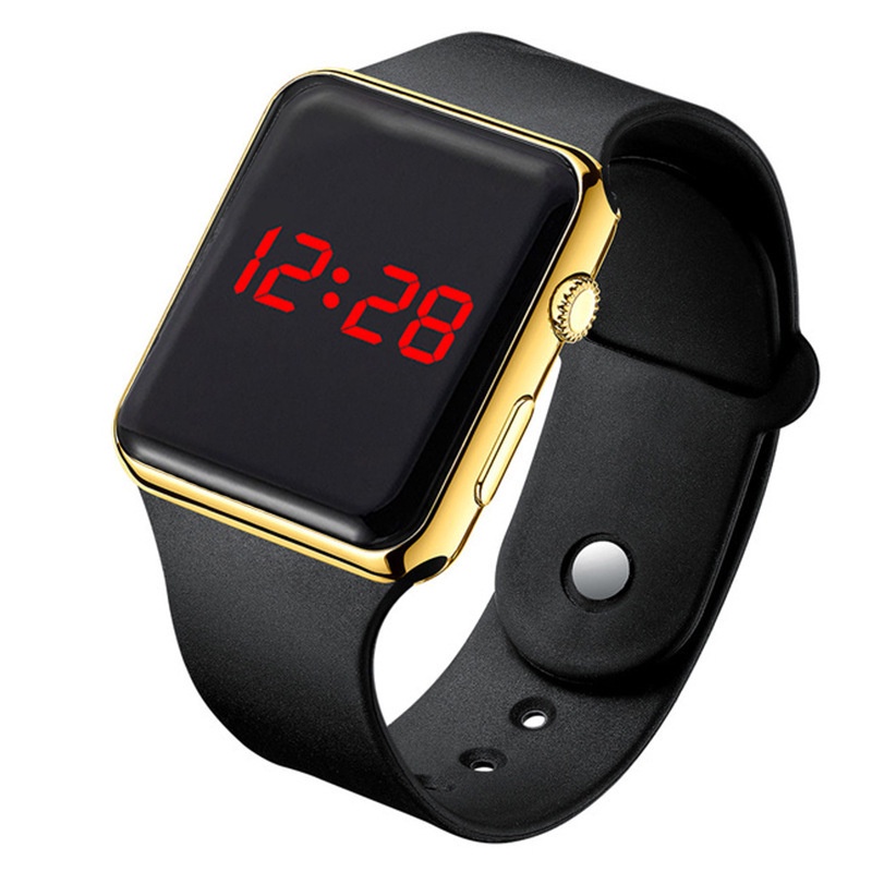 【KOK】✅COD Jam Tangan Couple Tahan Air Cerdas LED Watch Elektronik  Jam tangan LED mewah anti air untuk pelajar 1 PC-Emas hitam
