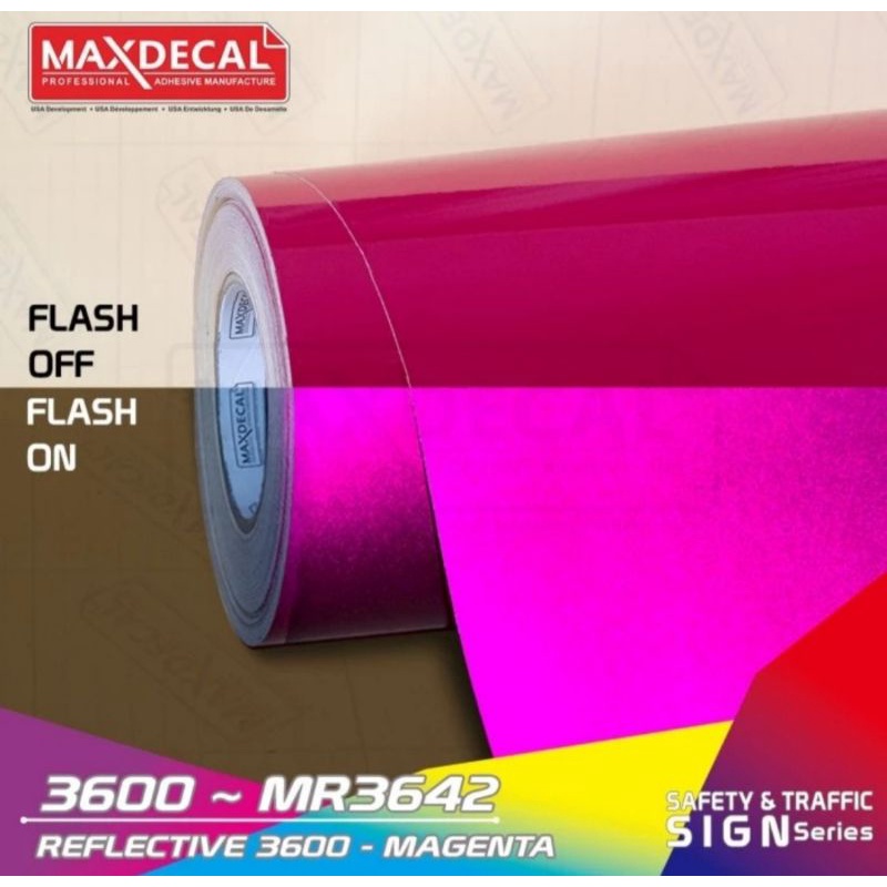 STICKER MAXDECAL REFLECTIVE MAGENTA / Pink Tua 3600 MR3642 Meteran