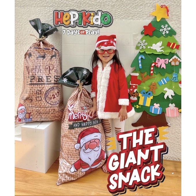 

HEPIKIDO • giant karung santa • karung santa hampers • christmas hampers • giant snack pouch natal• tinggi 1 meter