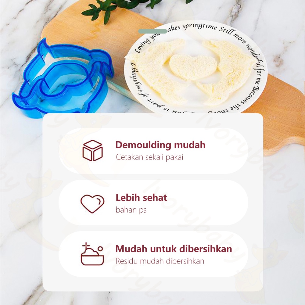 Ivorybaby Cetakan pemotong roti tawar kartun Sandwich cutter Cetakan pemotong roti bentuk ikan