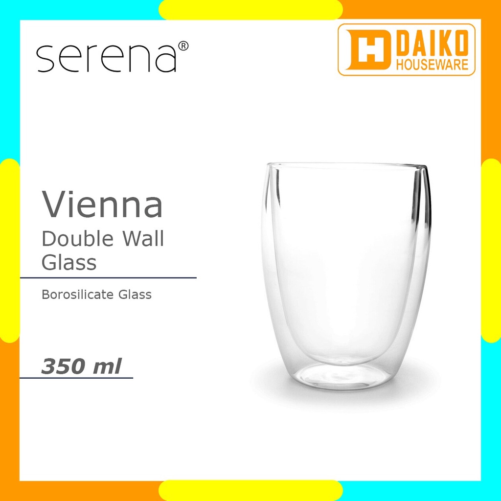 Gelas Double Wall Serena Vienna 350ml - Cangkir Teh Kopi Borosilicate