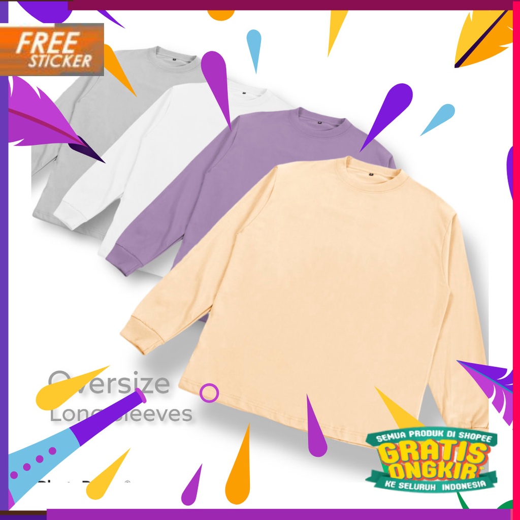 Biru Navy dongker Biowash bioblit lght blue / Oversize Lengan Panjang Cotton 20s // Kaos Polos Overs