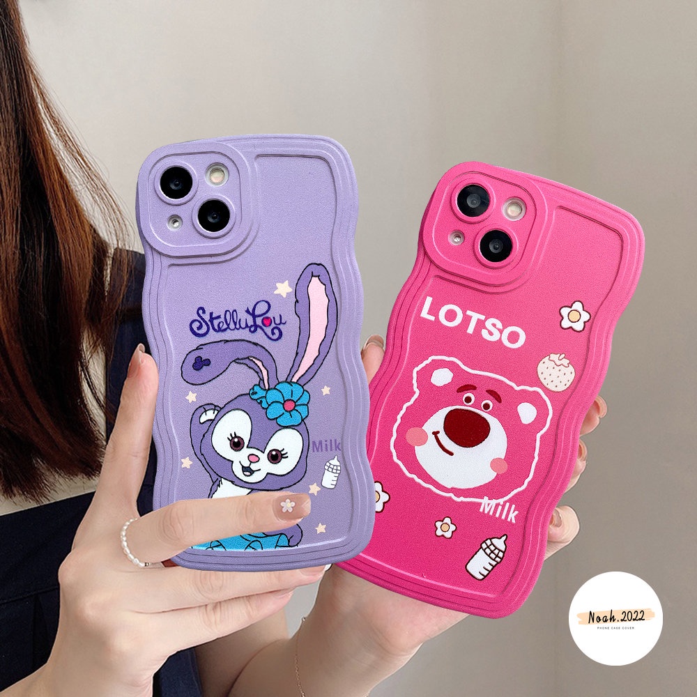 Soft Case TPU Motif Kelinci Strawberry Beruang Ungu Untuk iPhone 13 12 11 14 Plus Pro Max 6 6s 7 8 Plus X Xr Xs Max SE 2020