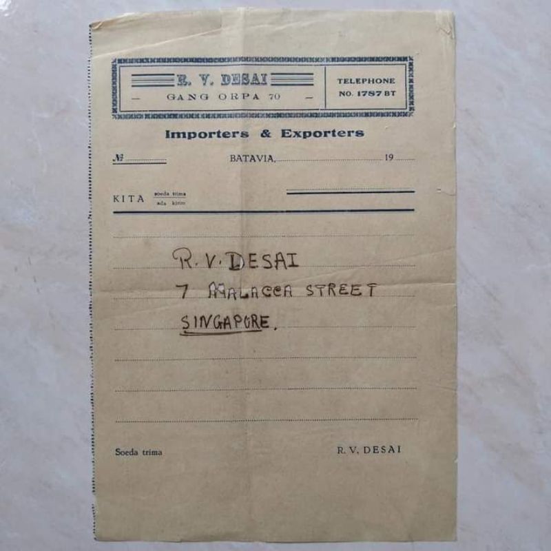 Koleksi Dokumen Kuno Bukti Penerimaan era Hindia Belanda 1920-1930an