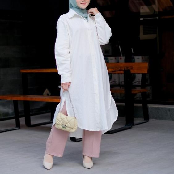 JUMBO Nadine midi dress fashion muslim - Putih