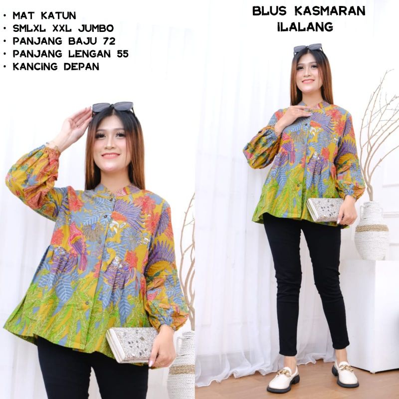 Blus kasmaran ilalang batik solo atasan kerja blus kancing depan blus batik