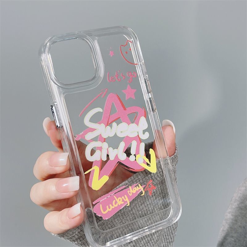 IPHONE Graffiti Stars Casing Transparan Kompatibel Untuk Iphone14 13 12 11 Pro XS Max XR X8 7 Plus Soft Phone Casing Silikon TPU Shockproof Cover