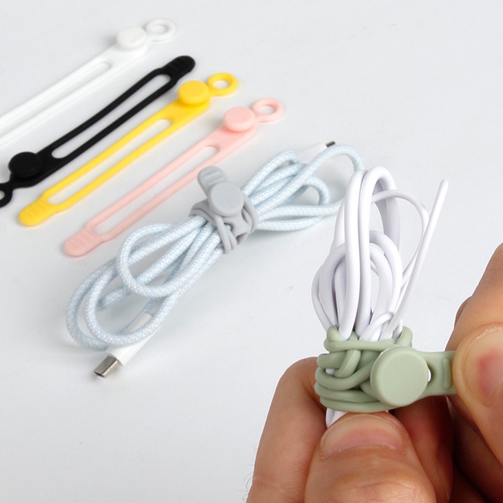 1 Pc Alat Penyimpanan Kabel Data / Charger USB Multifungsi Bahan Silikon Warna Permen