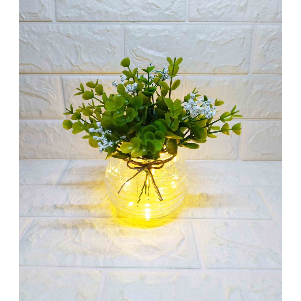 Pajangan Eucalyptus Pot Kaca + Lampu