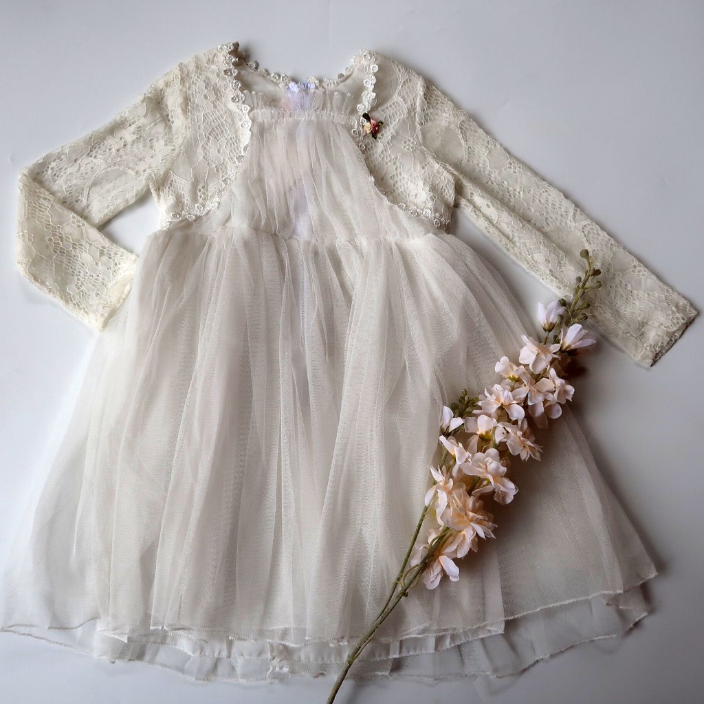 Dress Gaun Pesta Ulang Tahun Anak Perempuan Import Brukat Bross 3-7 Tahun