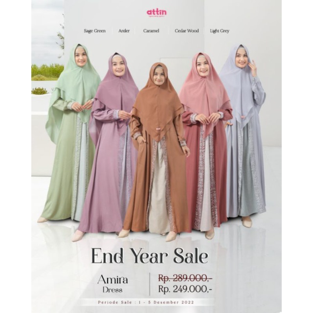 READY STOK AMIRA DRESS BY ATTIN