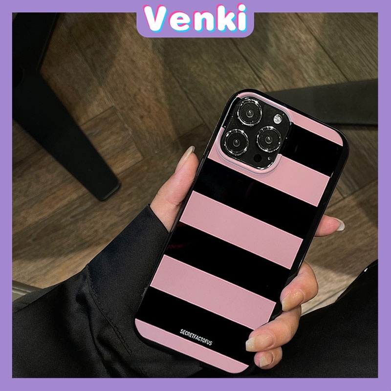 iPhone Case For 14 Series TPU Soft Case Sweet Style Glossy Black-pink Stripe Candy Case Camera Protection Shockproof For iPhone 14 13 12 11 Plus Pro Max 7 Plus X XR