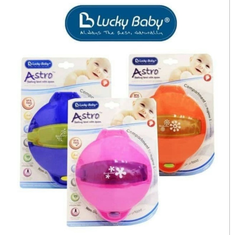 Set Mangkok dan Sendok Bayi NUK Weaning Bowl With Spoon Blue / Lucky Baby Astro Feeding Bowl