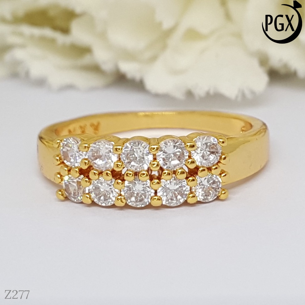 PGX Cincin Xuping Wanita Perhiasan Lapis Emas Aksesoris Fashion Premium - Z277