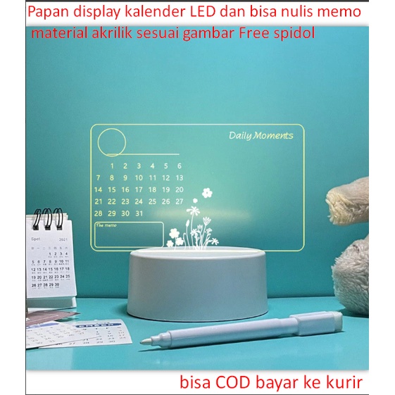 

Papan display kalender LED dan bisa nulis memo material akrilik sesuai gambar Free spidol