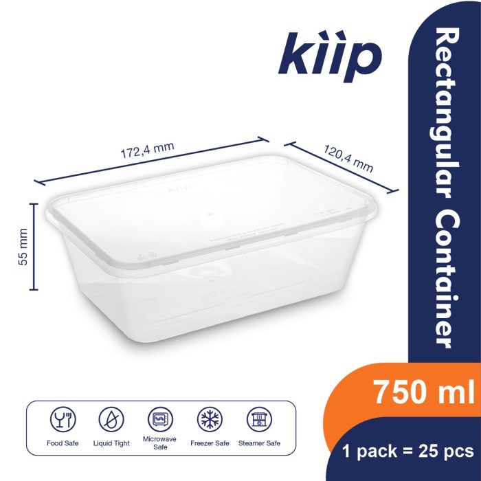 Bento Kiip Thinwall Food Container Kotak 750 Ml [25 Pcs]