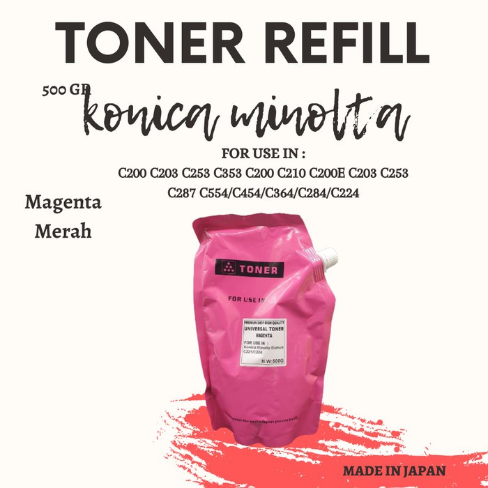 Toner Refill Konica Minolta C200 C203 C253 C353 C221 C224 C364 C384 500gr