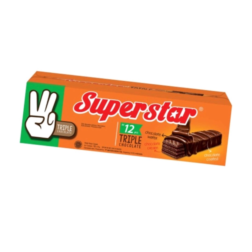 

Superstar Wafer Triple Chocolate Snack isi 21pcs @16gr KEMASAN BARU