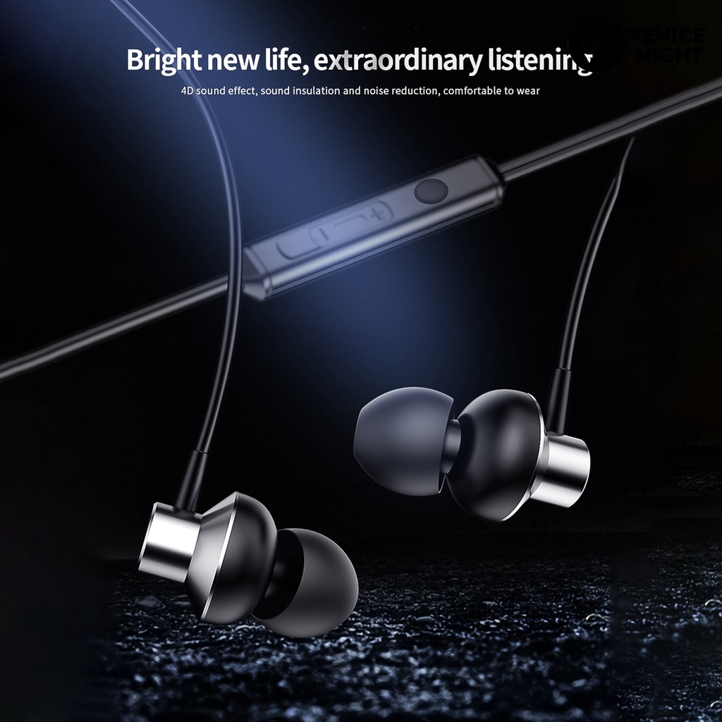 (VNEP) (Berkabel) Metal In Ear Earphone 3.5m Universal Heavy Bass Stereo Headset dengan Mic