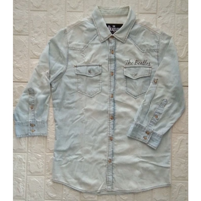 kemeja the beatles preloved/kemeja denim brand/kemeja band second